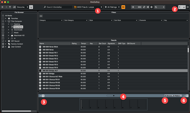 Auditioning MIDI Drum Loops